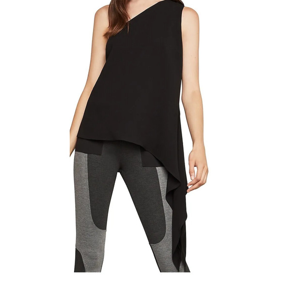 NWT BCBG Max Azria Sz XXS CERISE Asymmetrical Black One Shoulder Top - Picture 5 of 8